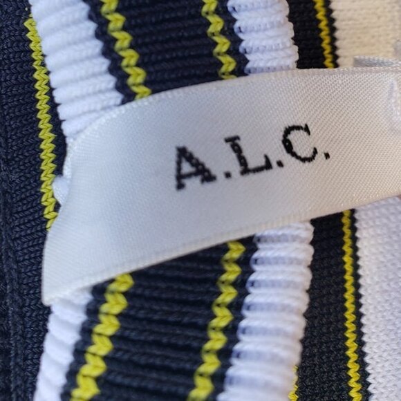 5/$100 SALE - A.L.C Marilyn Black White Yellow Striped Knit Pencil Skirt - Picture 8 of 9